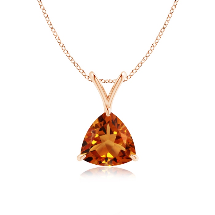 7mm AAAA Claw-Set Trillion Citrine V-Bale Pendant in Rose Gold 