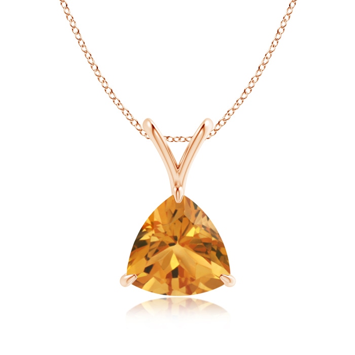 8mm AA Claw-Set Trillion Citrine V-Bale Pendant in Rose Gold 
