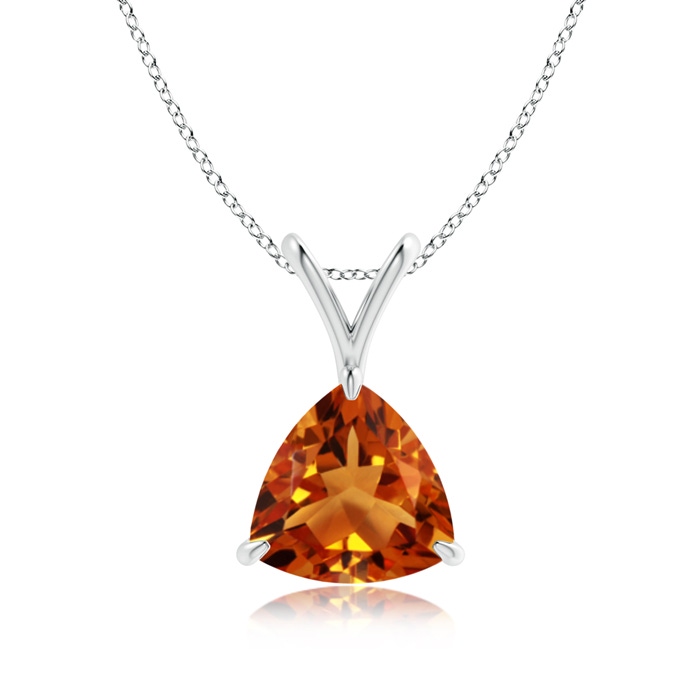 8mm AAAA Claw-Set Trillion Citrine V-Bale Pendant in White Gold