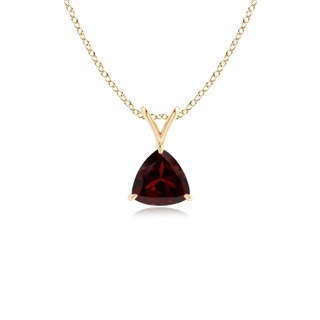 5mm A Claw-Set Trillion Garnet V-Bale Pendant in 9K Yellow Gold
