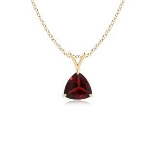 5mm AAA Claw-Set Trillion Garnet V-Bale Pendant in Yellow Gold