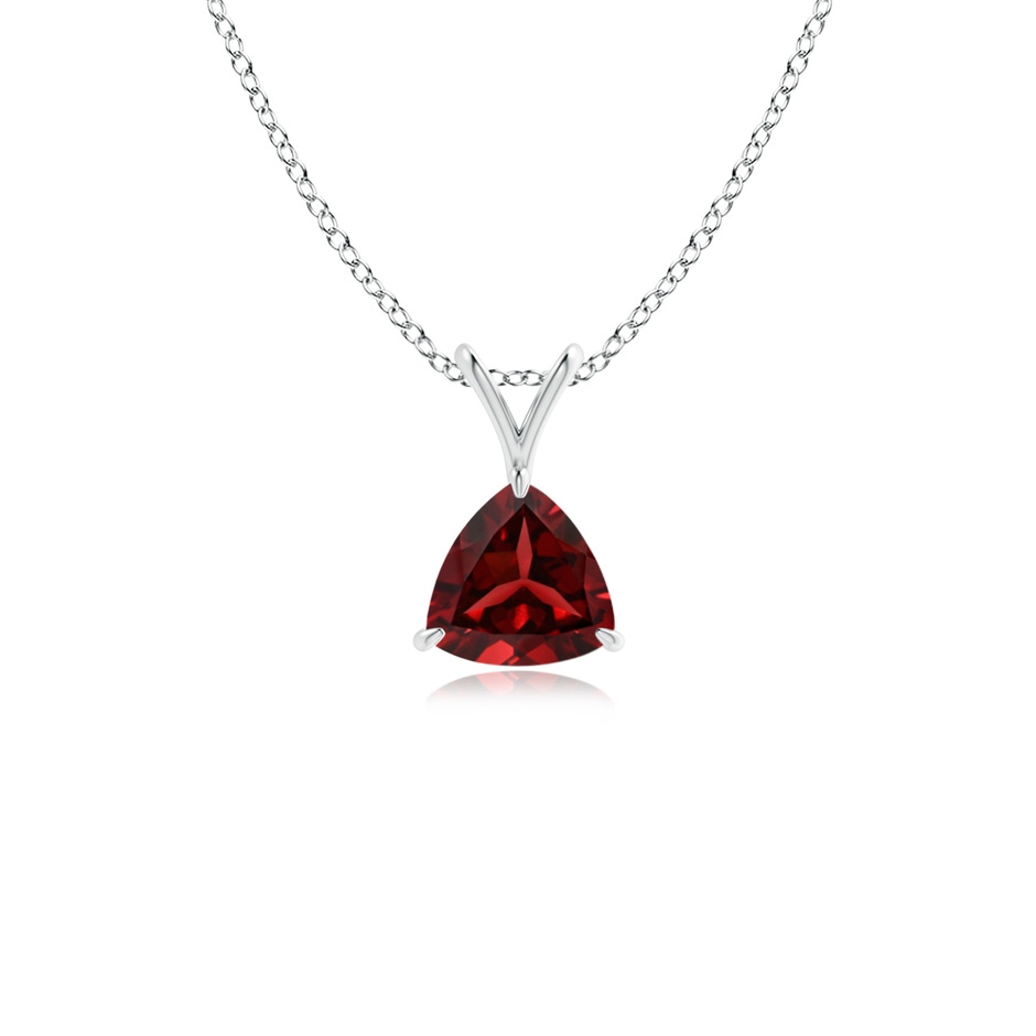 5mm AAAA Claw-Set Trillion Garnet V-Bale Pendant in 10K White Gold 