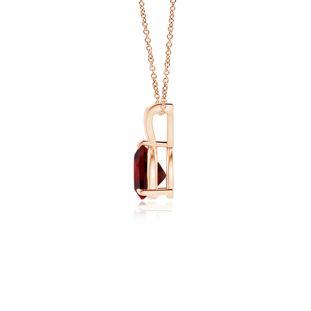 5mm AAAA Claw-Set Trillion Garnet V-Bale Pendant in Rose Gold - side 199
