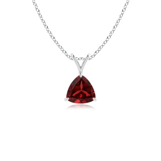 5mm AAAA Claw-Set Trillion Garnet V-Bale Pendant in White Gold