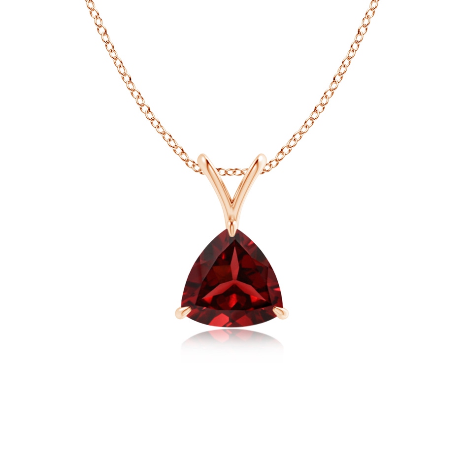 6mm AAAA Claw-Set Trillion Garnet V-Bale Pendant in 18K Rose Gold 