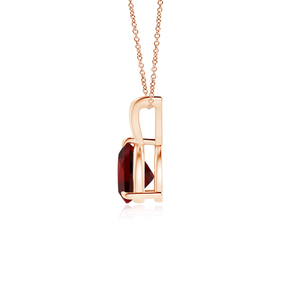 6mm AAAA Claw-Set Trillion Garnet V-Bale Pendant in 18K Rose Gold side 199