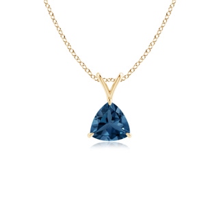 5mm AA Claw-Set Trillion London Blue Topaz V-Bale Pendant in 9K Yellow Gold