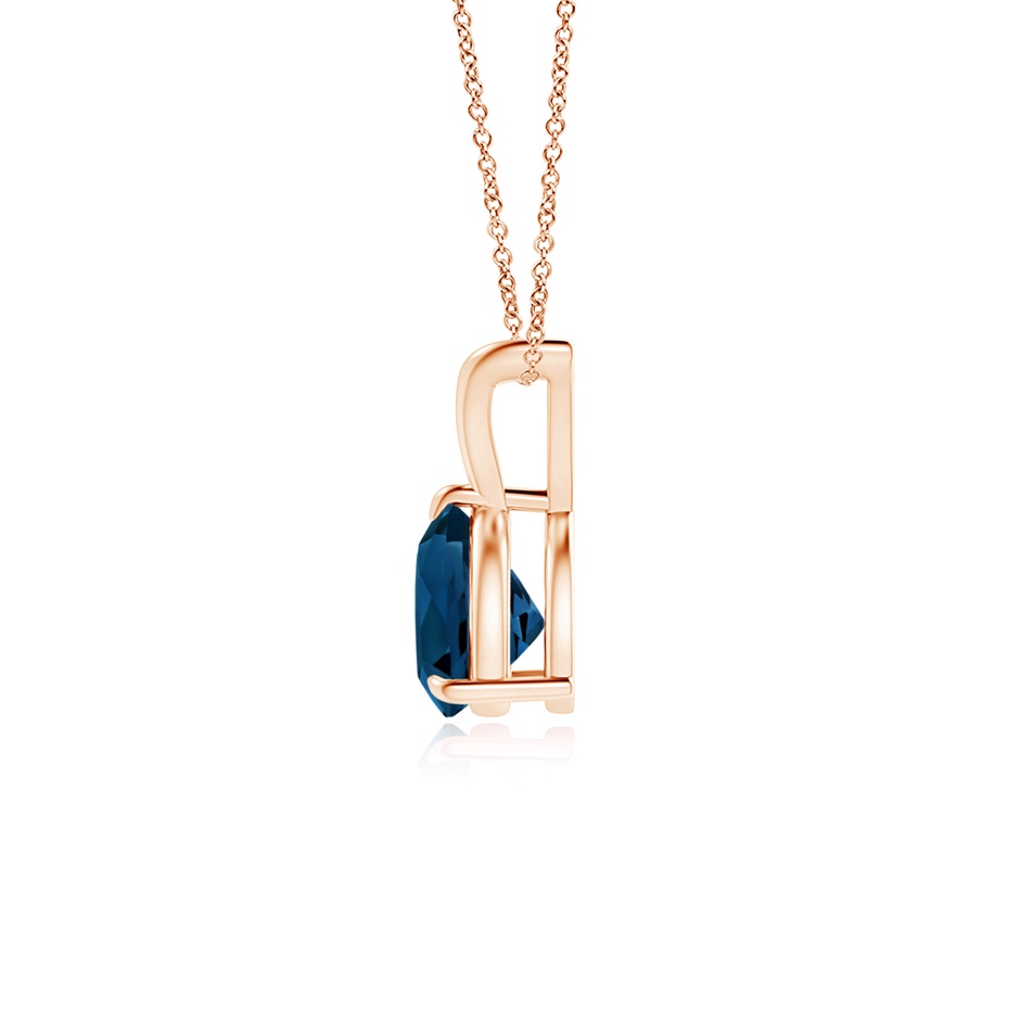 6mm AAAA Claw-Set Trillion London Blue Topaz V-Bale Pendant in Rose Gold product image
