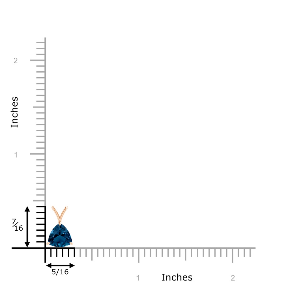 6mm AAAA Claw-Set Trillion London Blue Topaz V-Bale Pendant in Rose Gold product image