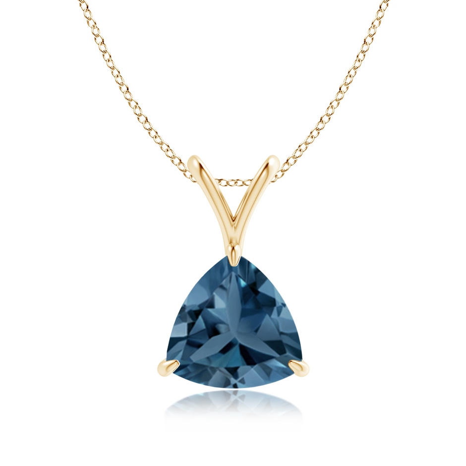 8mm A Claw-Set Trillion London Blue Topaz V-Bale Pendant in 9K Yellow Gold 