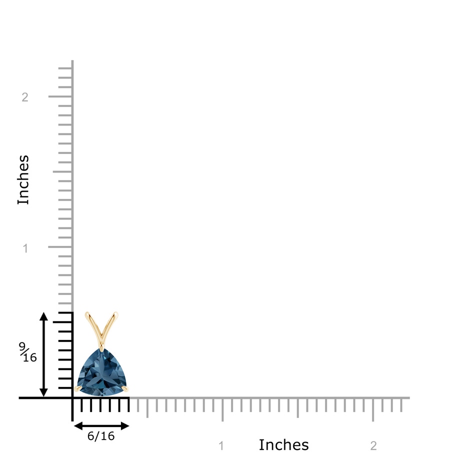 8mm A Claw-Set Trillion London Blue Topaz V-Bale Pendant in 9K Yellow Gold product image