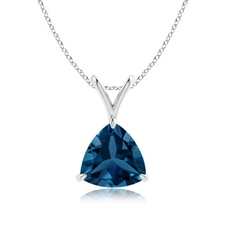 8mm AAA Claw-Set Trillion London Blue Topaz V-Bale Pendant in White Gold