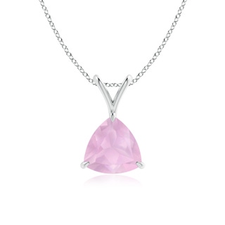 7mm AAAA Claw-Set Trillion Rose Quartz V-Bale Pendant in P950 Platinum