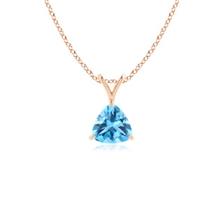 5mm AAA Claw-Set Trillion Swiss Blue Topaz V-Bale Pendant in Rose Gold