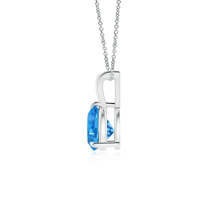 6mm AAAA Claw-Set Trillion Swiss Blue Topaz V-Bale Pendant in White Gold product image