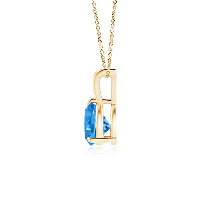 6mm AAAA Claw-Set Trillion Swiss Blue Topaz V-Bale Pendant in Yellow Gold product image