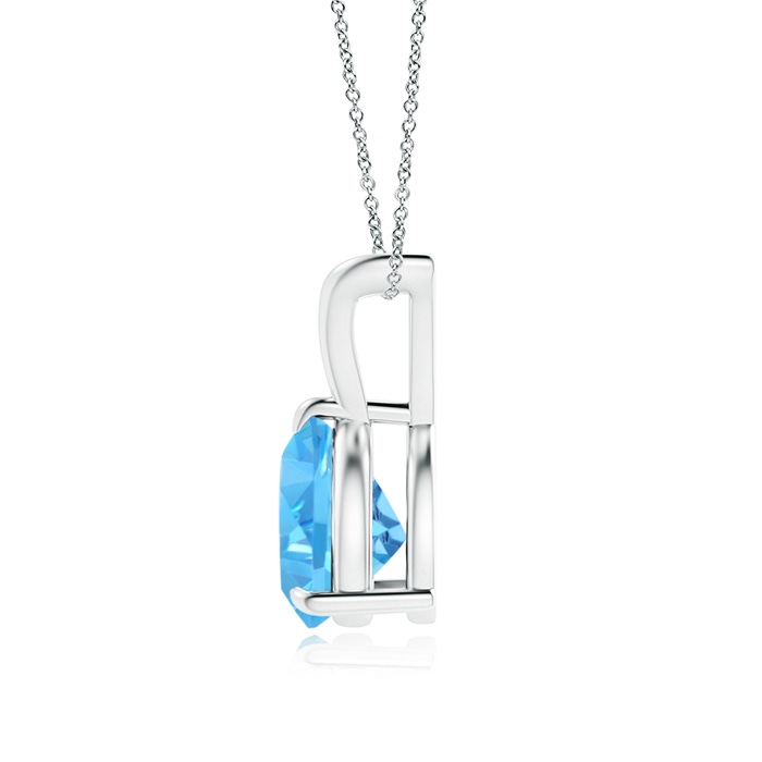 8mm AAA Claw-Set Trillion Swiss Blue Topaz V-Bale Pendant in 9K White Gold product image