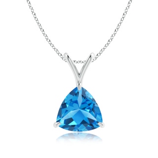 8mm AAAA Claw-Set Trillion Swiss Blue Topaz V-Bale Pendant in P950 Platinum