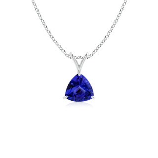 5mm AAAA Claw-Set Trillion Tanzanite V-Bale Pendant in 9K White Gold
