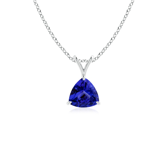 5mm AAAA Claw-Set Trillion Tanzanite V-Bale Pendant in P950 Platinum 