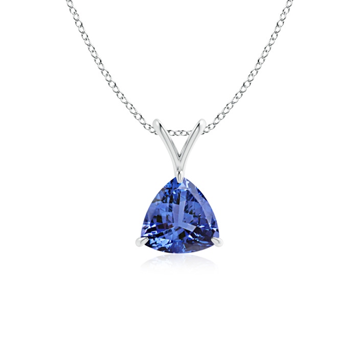 6mm AA Claw-Set Trillion Tanzanite V-Bale Pendant in White Gold 