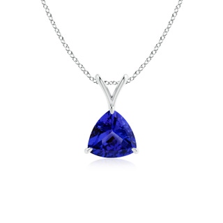 6mm AAAA Claw-Set Trillion Tanzanite V-Bale Pendant in P950 Platinum