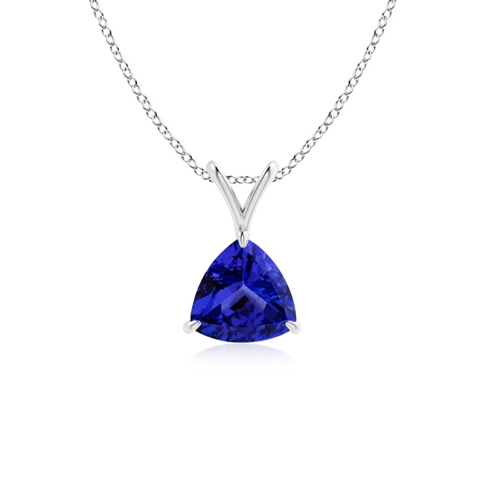 6mm AAAA Claw-Set Trillion Tanzanite V-Bale Pendant in P950 Platinum 