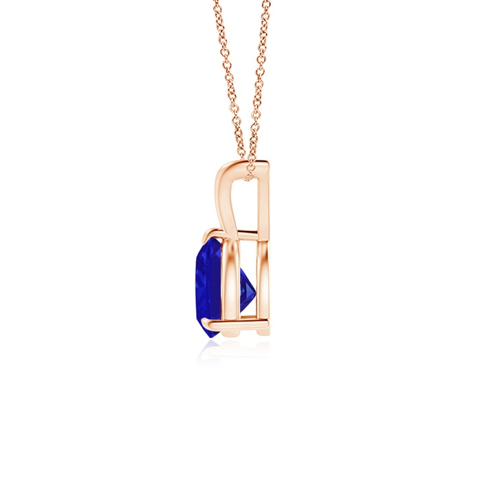 6mm AAAA Claw-Set Trillion Tanzanite V-Bale Pendant in Rose Gold product image