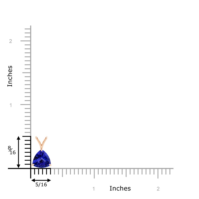 7mm AAAA Claw-Set Trillion Tanzanite V-Bale Pendant in Rose Gold product image
