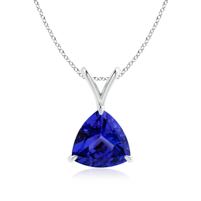8mm AAAA Claw-Set Trillion Tanzanite V-Bale Pendant in P950 Platinum