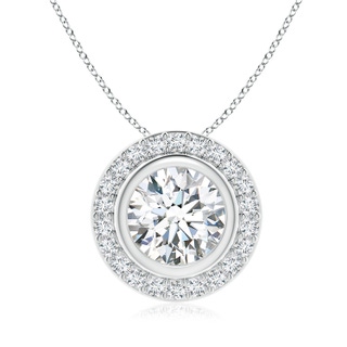 8mm GVS2 Round Bezel-Set Diamond Pendant with Halo in P950 Platinum