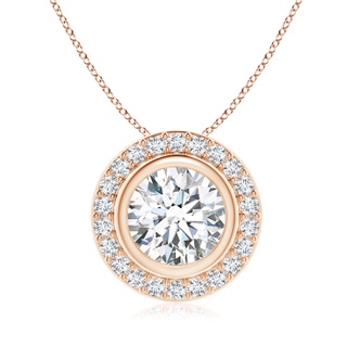 8mm GVS2 Round Bezel-Set Diamond Pendant with Halo in Rose Gold