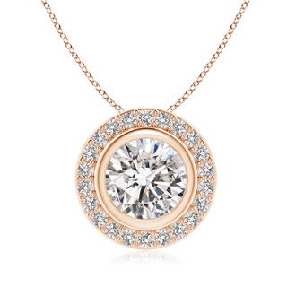 8mm IJI1I2 Round Bezel-Set Diamond Pendant with Halo in Rose Gold