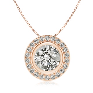 8mm KI3 Round Bezel-Set Diamond Pendant with Halo in 9K Rose Gold