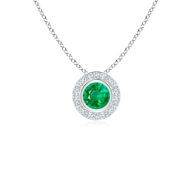 Bezel-Set Scattered Emerald and Diamond Necklace | Angara