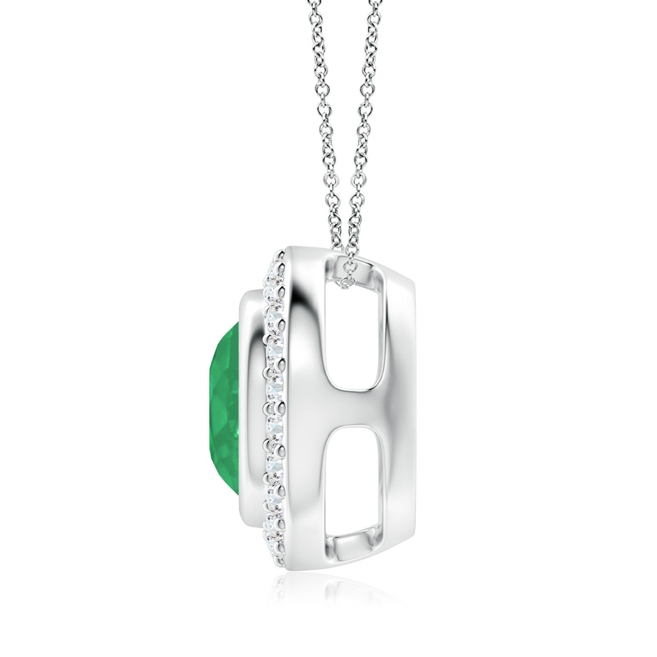 8mm A Round Bezel-Set Emerald Pendant with Diamond Halo in White Gold side 199