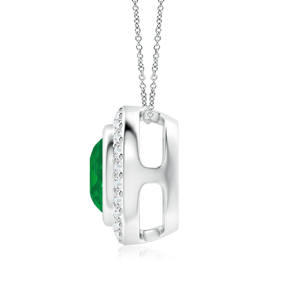 8mm AA Round Bezel-Set Emerald Pendant with Diamond Halo in White Gold side 199