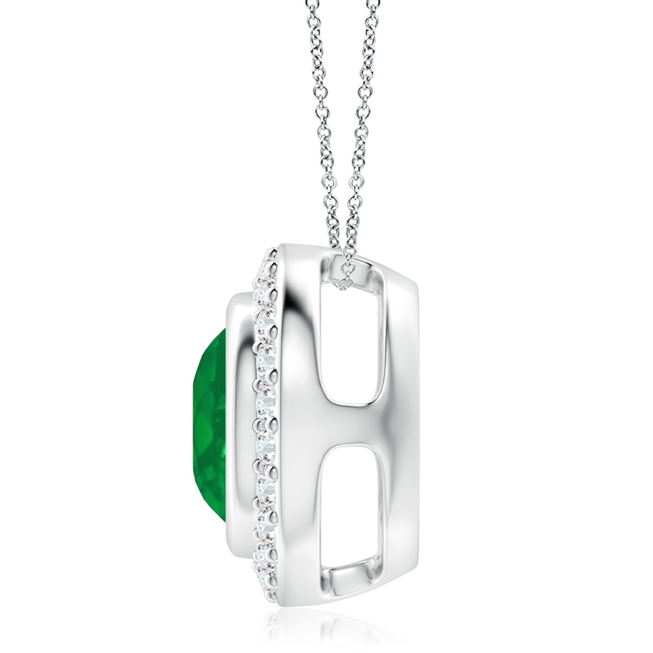 9mm AA Round Bezel-Set Emerald Pendant with Diamond Halo in White Gold side 199
