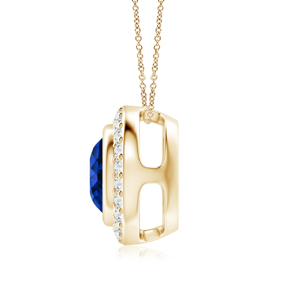 8mm Lab-Grown Round Bezel-Set Sapphire Pendant with Diamond Halo in Yellow Gold side 199