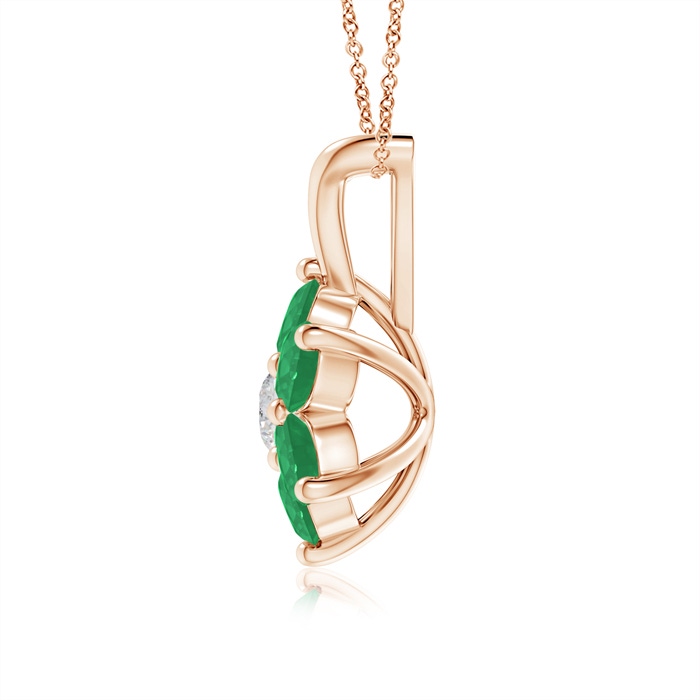 2.5mm A Classic Six Petal Emerald Flower Pendant with Diamond in Rose Gold product image