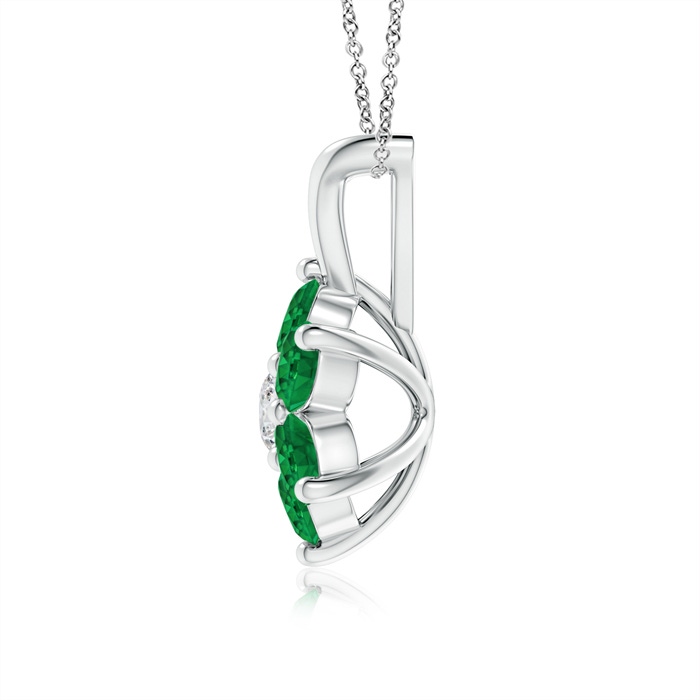 2.5mm AAA Classic Six Petal Emerald Flower Pendant with Diamond in White Gold product image