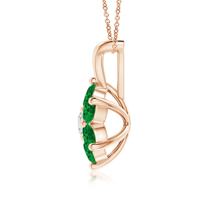 2.5mm AAAA Classic Six Petal Emerald Flower Pendant with Diamond in Rose Gold product image