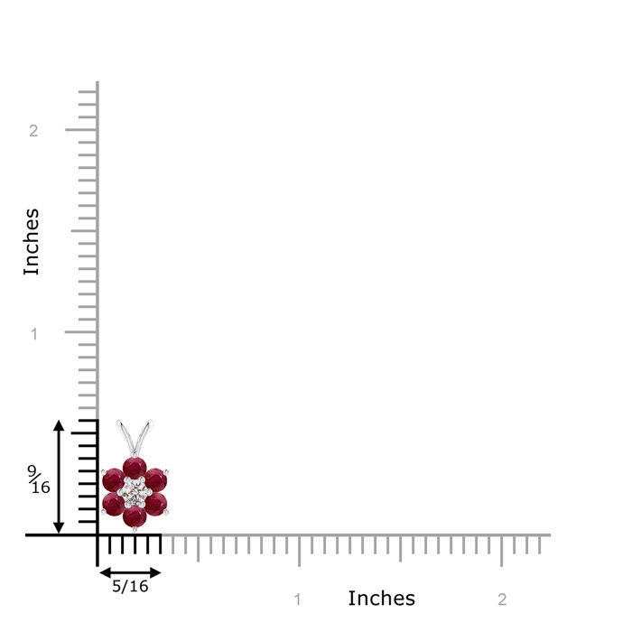 2.5mm A Classic Six Petal Ruby Flower Pendant with Diamond in White Gold product image