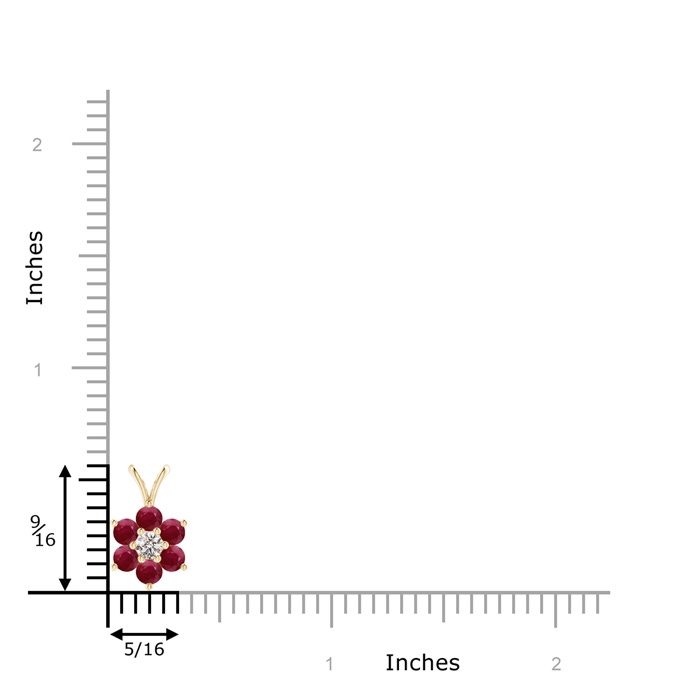 2.5mm A Classic Six Petal Ruby Flower Pendant with Diamond in Yellow Gold product image