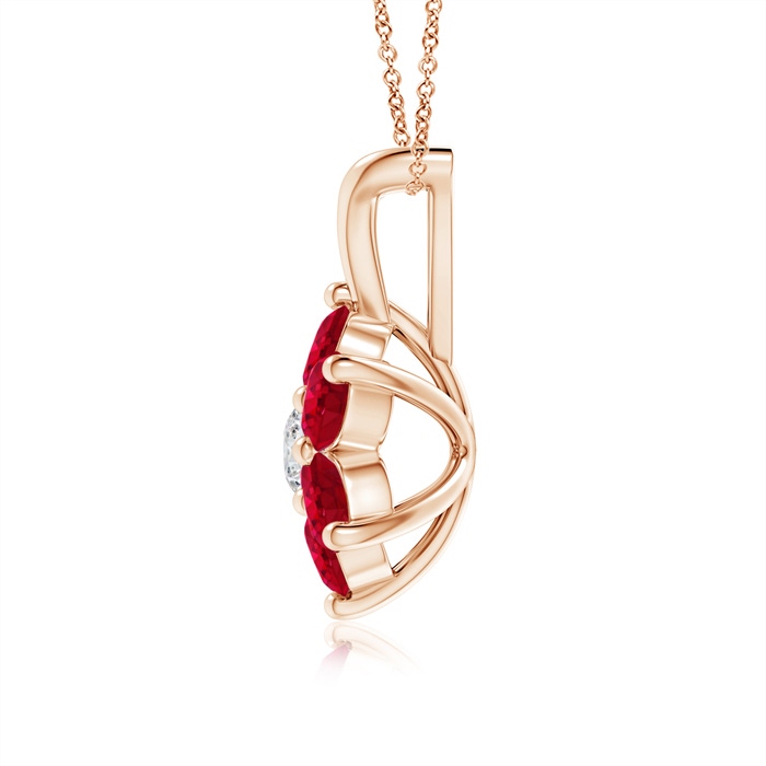 2.5mm AAA Classic Six Petal Ruby Flower Pendant with Diamond in Rose Gold product image