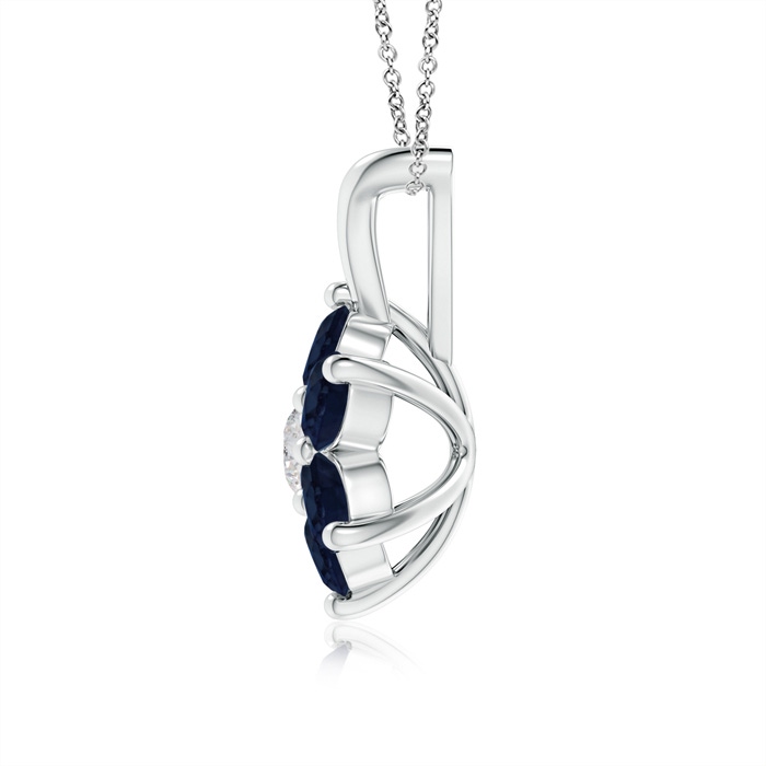 2.5mm A Classic Six Petal Sapphire Flower Pendant with Diamond in P950 Platinum product image