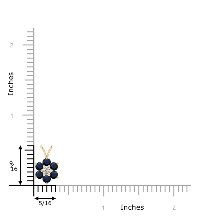 2.5mm A Classic Six Petal Sapphire Flower Pendant with Diamond in Yellow Gold product image