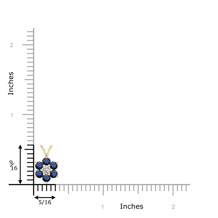 2.5mm AA Classic Six Petal Sapphire Flower Pendant with Diamond in Yellow Gold product image