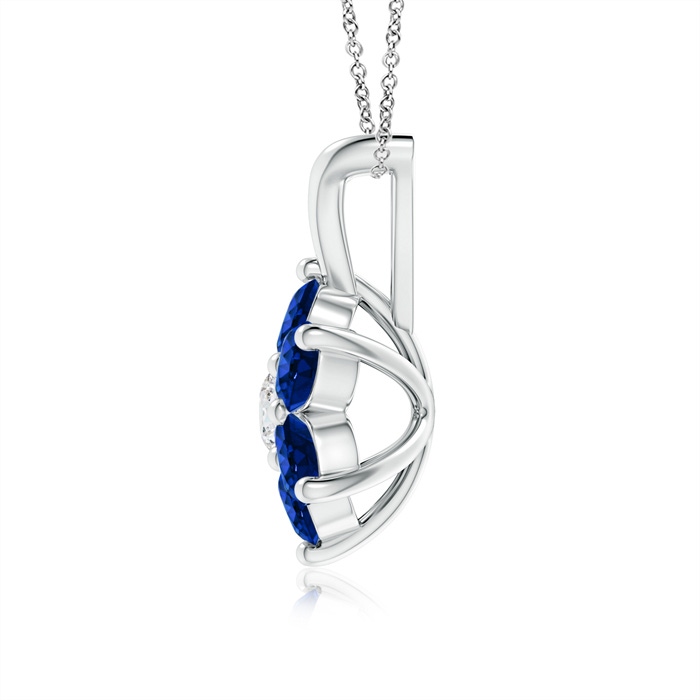 2.5mm AAAA Classic Six Petal Sapphire Flower Pendant with Diamond in P950 Platinum product image