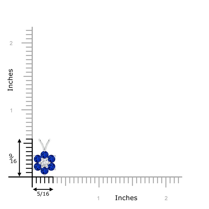 2.5mm AAAA Classic Six Petal Sapphire Flower Pendant with Diamond in P950 Platinum product image